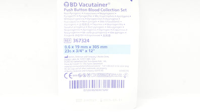 BD 367324 Vacutainer Push Button Blood Collection Set 23G x 3/4inch x 12inch